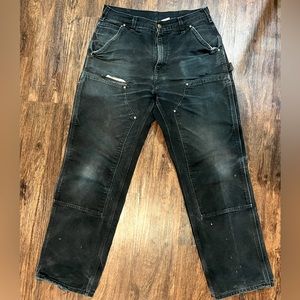 Vintage distressed Carhartt double knee canvas Jeans, size 32x32
